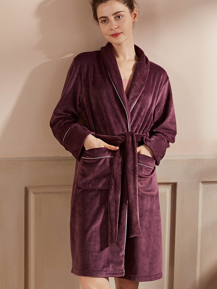 REPRESENTATIVE GIRL NIGHTGOWNS WOMENS WINTER MID LONG ISLAND VELVET PAJAMAS HOME MORNING GOWNS HOUSEROBES
