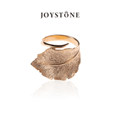 JOYSTONE意大利重塑植物叶子戒指女 18K镀金小众纯手工繁花复古戒