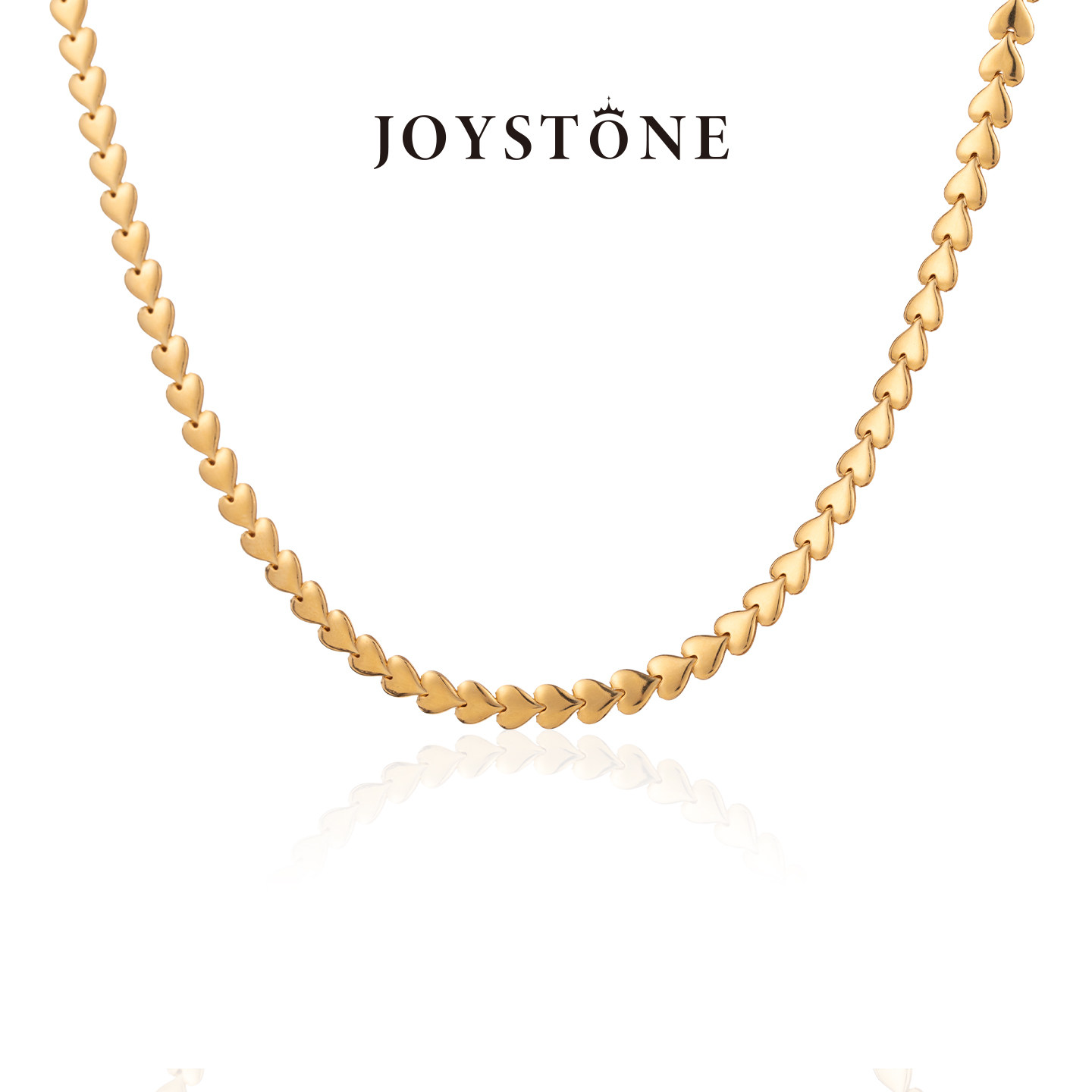 JOYSTONE意大利桃心蛇骨链女 欧美纯银镀18K金高级爱心复古锁骨链