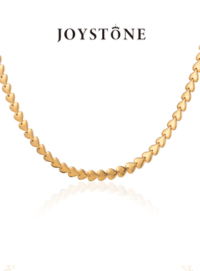 JOYSTONE意大利桃心蛇骨链女 欧美纯银镀18K金高级爱心复古锁骨链