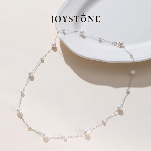 JOYSTONE 满天星珍珠项链 百搭极简极光淡水珍珠925银锁骨链