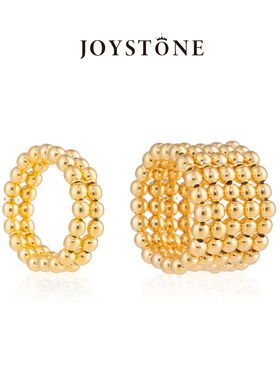 JOYSTONE意大利圆珠戒指女弹力高级感欧美多层设计感复古优雅指环