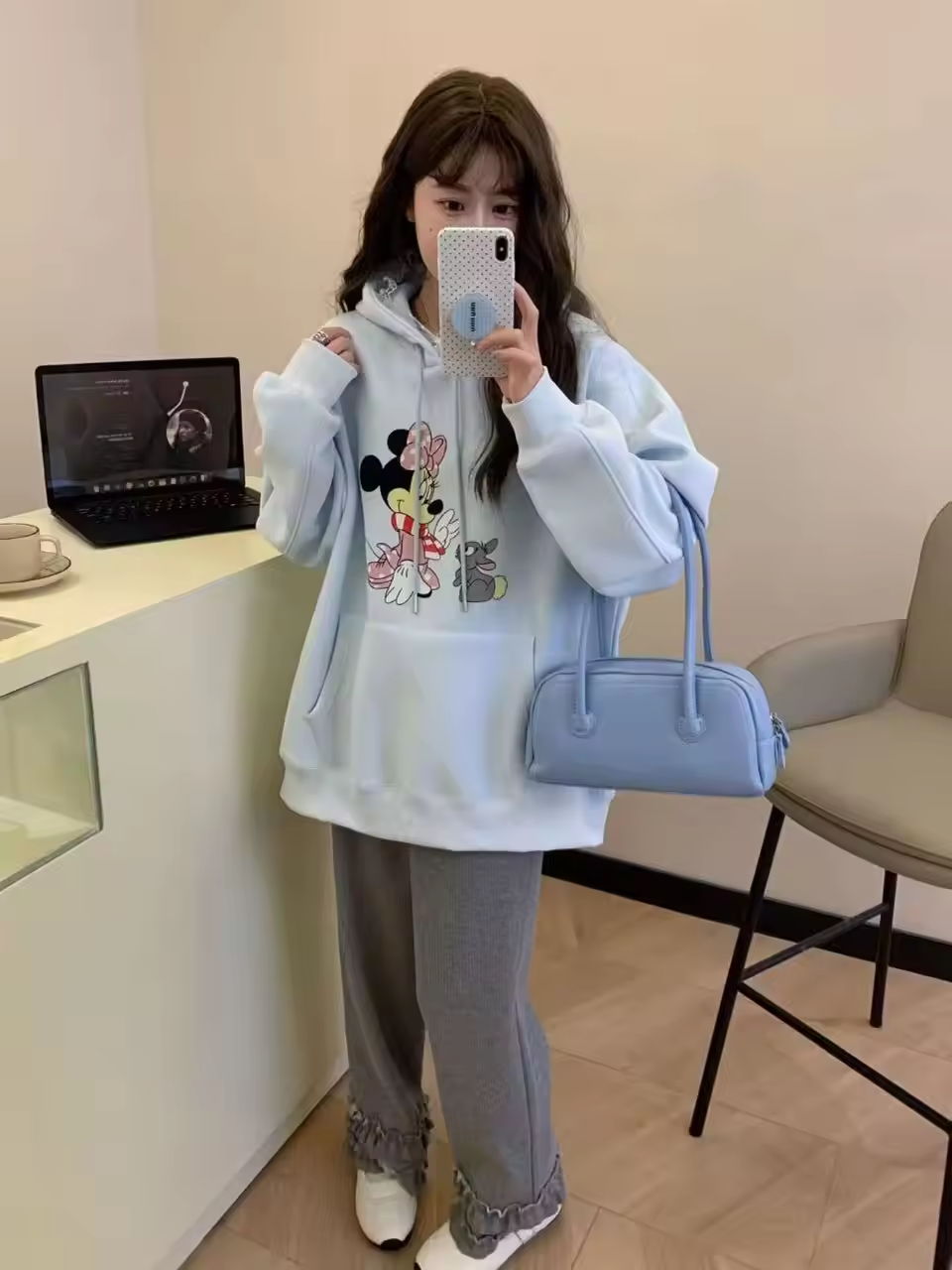 卡通米奇连帽卫衣外套女