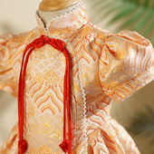 宝宝周岁礼服女童中国风女童旗袍裙抓周儿童唐装 古筝演出服 新中式