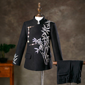 男童西装 高端亮片儿童礼服手工绣花走秀西服主持人钢琴演出服 套装