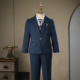 儿童西装 男童主持人花童礼服高端走秀小西服钢琴演出服藏蓝色 套装
