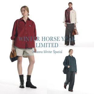【马年限定】Unvesno(UN)做旧石磨洗褪老钱风马年刺绣磨毛衬衫