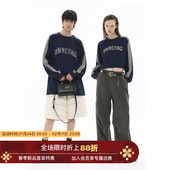 杆条运动复古美纹纸胶带印花情侣长袖 Unvesno T恤