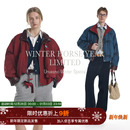 【马年限定 双面穿】Unvesno(UN)怀旧红洗褪马年满印皮领短阔夹克