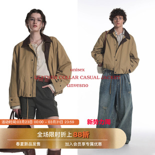 Fit拼皮老钱休闲保暖御寒秋季 明星同款 Barn 短廓夹克 Unvesno