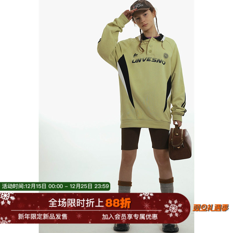 拼接POLO卫衣UNVESNO加绒