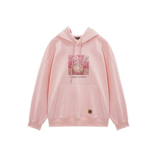 Unvesno (UN) 高克重复古定染限定粉色爱神心型印花连帽加绒卫衣