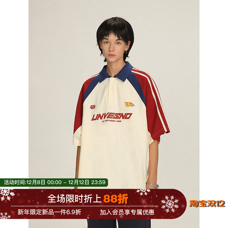 拼接UNVESNO夏季短袖休闲POLO衫