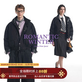 90白鸭绒 Unvesno Barnfit 老钱风编织皮领拼接短阔羽绒服