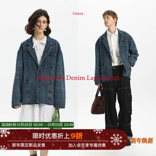 25春夏Denim主义复古猫须牛仔西装 Unvesno 外套 重工洗水