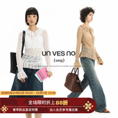 系列叠穿浮雕弹力修身 打底针织衫 女装 镂空蕾丝 Unvesno