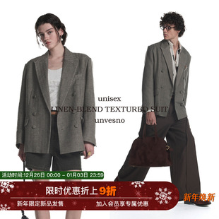 ROW风 高智感亚麻混纺人字花呢肌理感西装 Unvesno 秋季 夹克