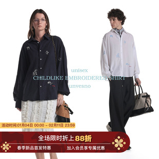 【100%莱塞尔】Unvesno(UN)童趣牧野满绣定位休闲长袖衬衫