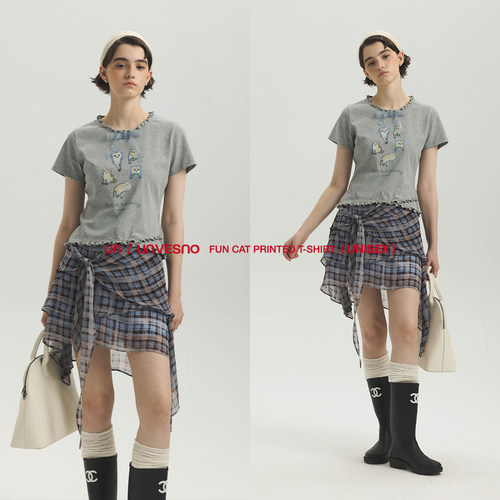 Unvesno(UN)趣味猫咪插画7A抗菌凉感速干男女款T恤
