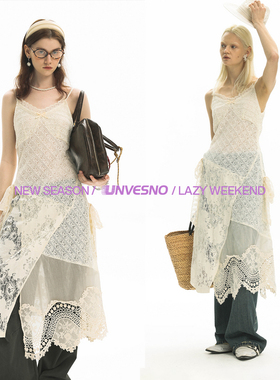 Unvesno(UN) 慵懒感定制拼接可叠穿搭配吊带连衣裙