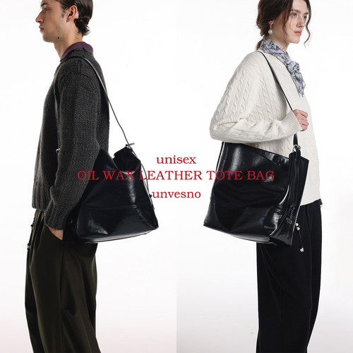 Unvesno(UN)结构分割可调节肩带油蜡皮梯型百搭托特包