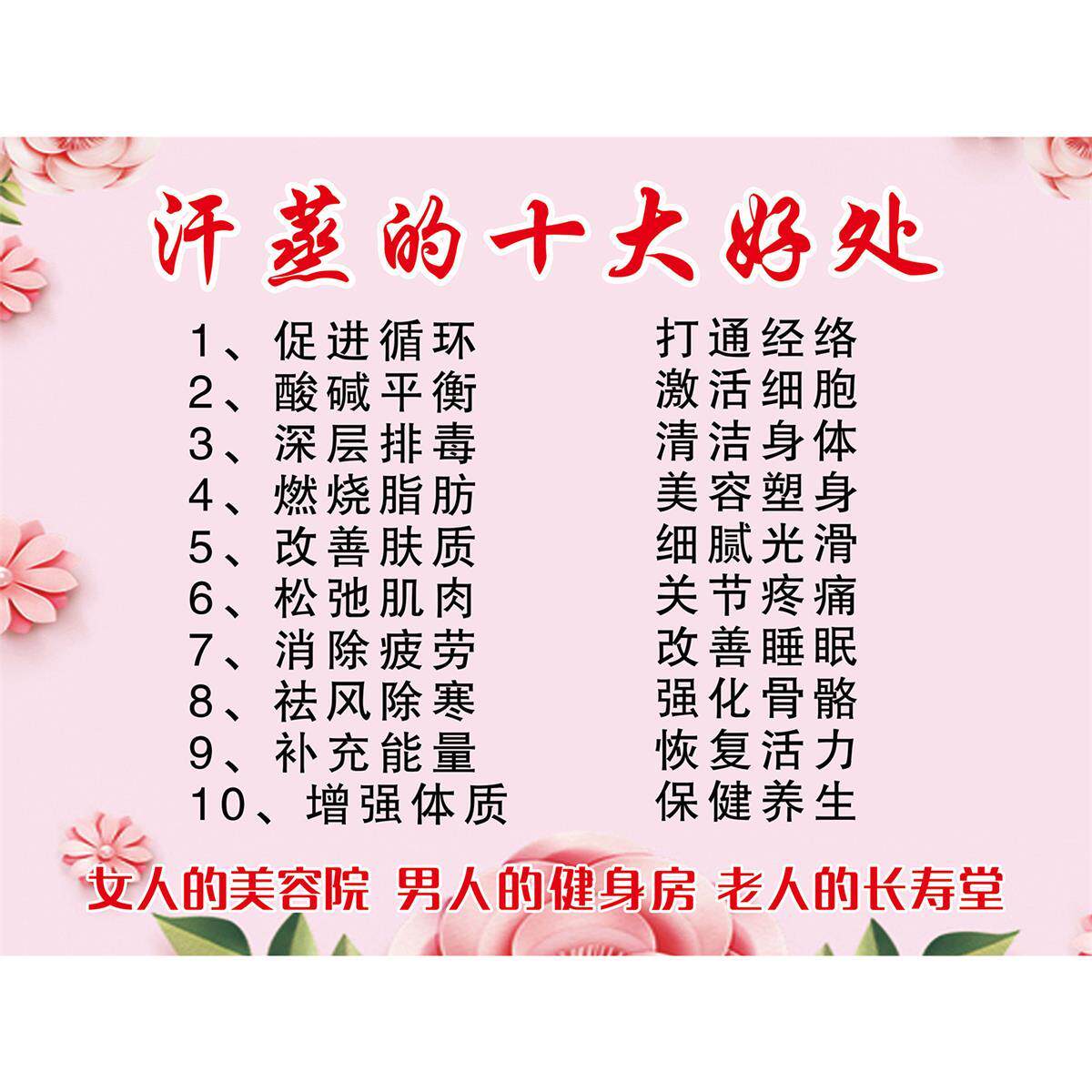 汗蒸广告图海报中医养生馆汗蒸的好处功效宣传画汗蒸房海报墙贴画