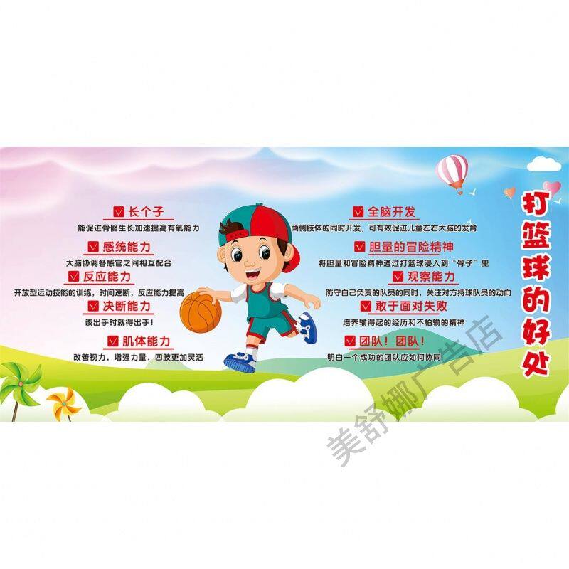 打篮球的好处海报展板篮球就是一种教育儿童篮球运动十大好处墙贴