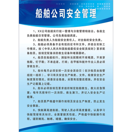 海上船舶公司安全生产管理制度海报印制展板写真喷绘
