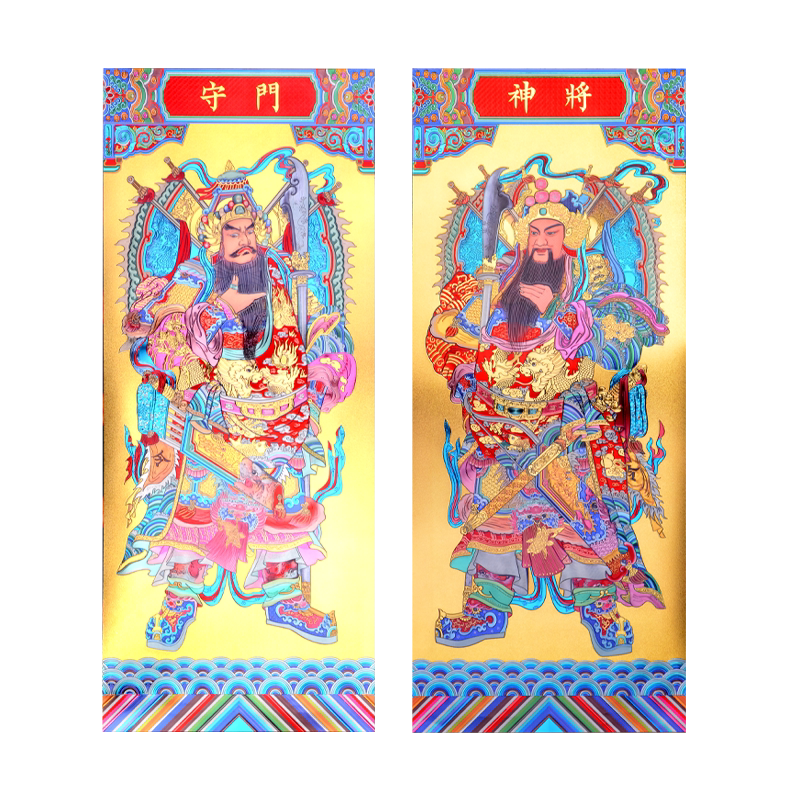 金色金箔立体门神贵曼