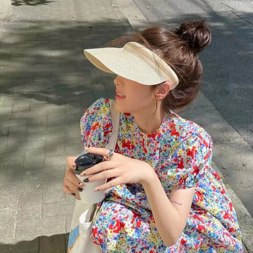 帽子女草帽防晒帽空顶露顶发箍