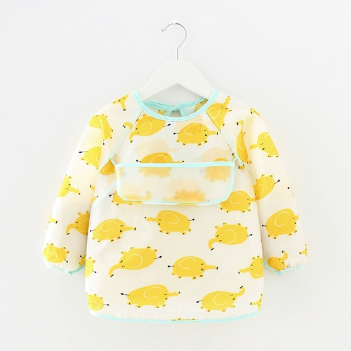 Детский водонепроницаемый нагрудник для еды, лонгслив подходит для мужчин и женщин для девочек, фартук, анти-грязь, с карманом, сзади на завязках