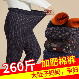 高腰加绒加厚驼绒保暖裤 女外穿200斤冬季 棉裤 中老年人加肥加大码