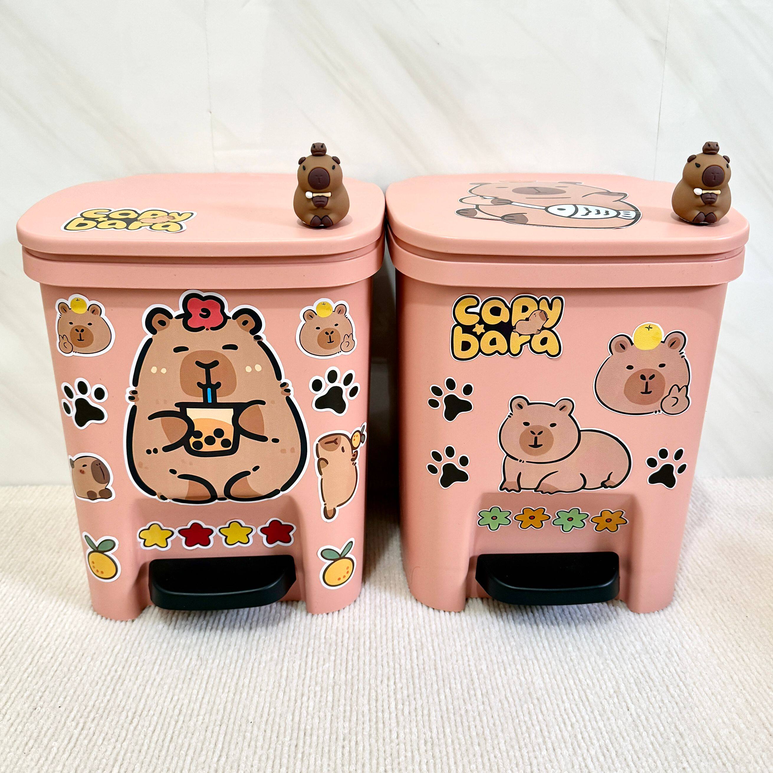 卡皮巴拉高颜值垃圾桶可爱创意家用卧室客厅大号容量脚踏式卫生间