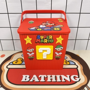 高颜值马里奥收纳箱手提玩具筐客厅桌面整理储物多巴胺大容量零食