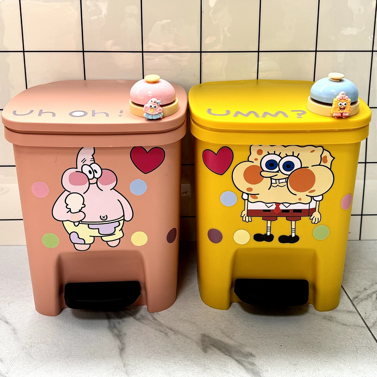 新款海绵宝宝垃圾桶卡通可爱高颜值家用客厅卧室脚踏大容量卫生间