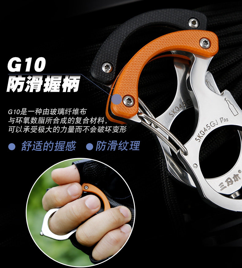 三刃木不锈钢指虎多功能开瓶器钥匙扣户外防身工具汽车钨钢破窗器