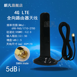 GRPS CDMA LTE全向SMA黑色强磁高增益5dbi车载吸盘刀片扁天线 4G帆船天线 2G3G4G全网通 4G路由器天线 GSM