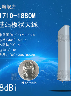 1.8G专网天线 1710-1785-1805-1880M室外单极化1800M天线 1710-1880M高增益18dbi扇区基站板状天线 N3天线