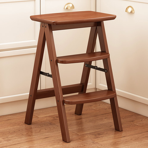 梯凳家用梯子折叠凳多功能两用实木爬梯椅子三步梯凳子登高凳板凳