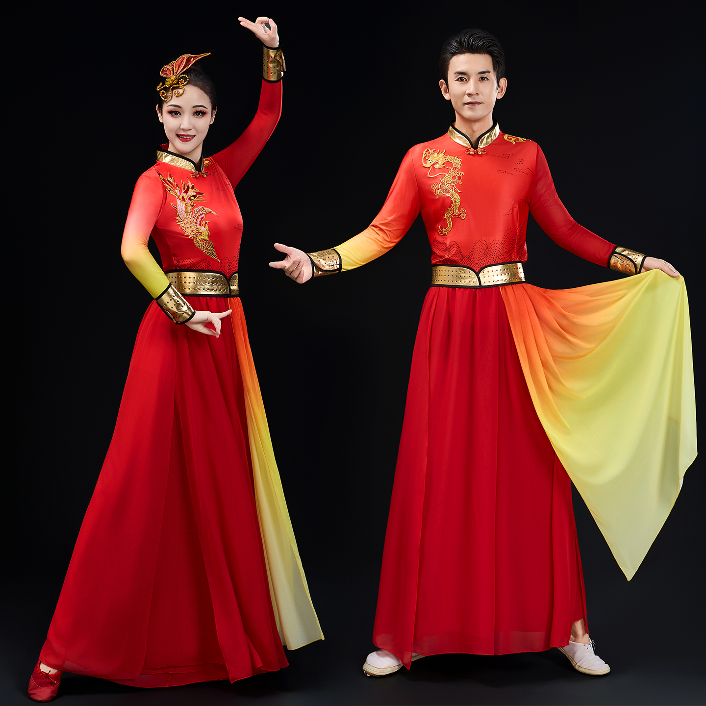 打鼓演出服装男女新款喜庆开场舞