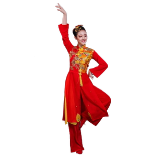 腰鼓打鼓服演出服女中国风喜庆秧歌水鼓舞龙舞狮服装男民族舞蹈服