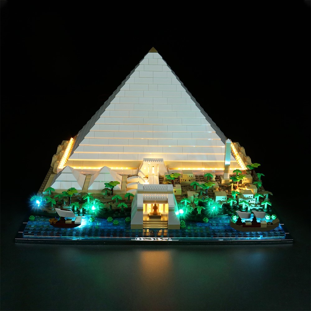 灯饰 适用lego乐高世界建筑21058吉萨大金字塔积木模型灯光组配件