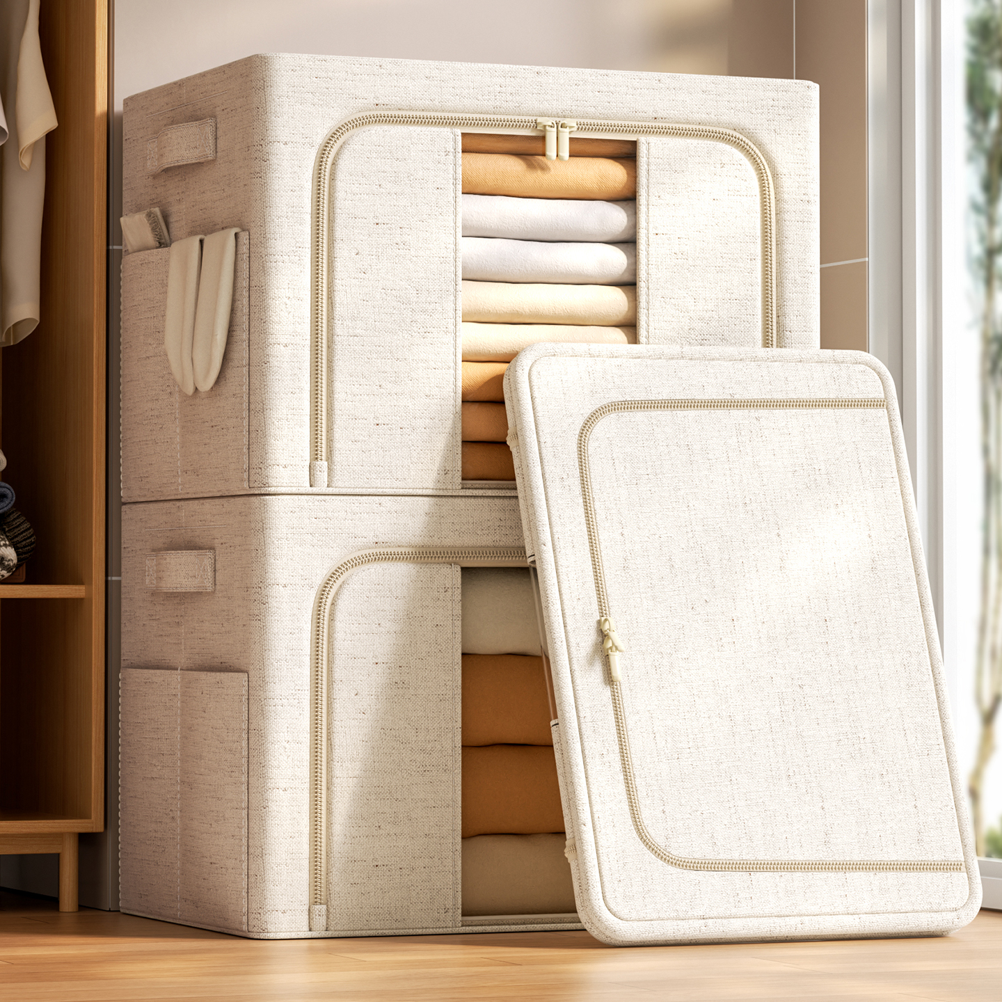 2025新款棉麻收纳箱大容量