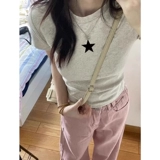 Приталенная летняя короткая хлопковая футболка с коротким рукавом, 2025 года