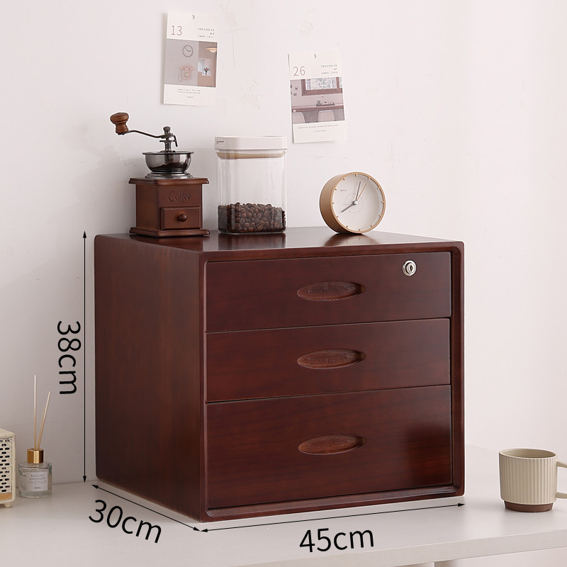 桌面收纳盒实木整理抽屉式多层