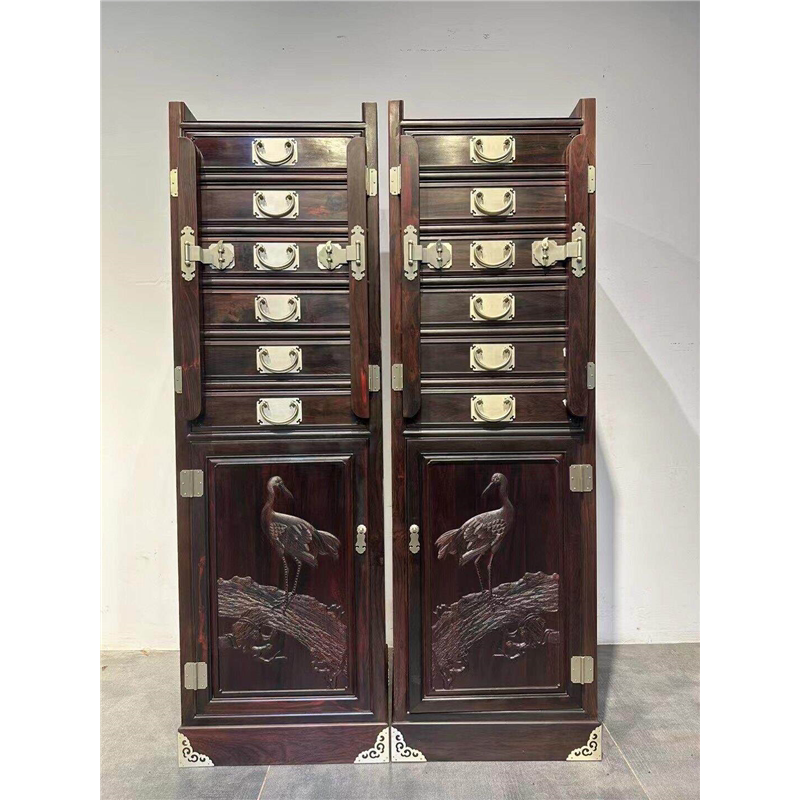 古典中式家具/交趾黄檀老挝红酸枝24孝柜 藏画柜 文件柜 衣柜