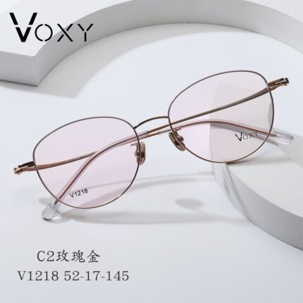 VOXY纯钛大脸猫眼复古素颜女款配近视散光度数气质防蓝光蝶形框52