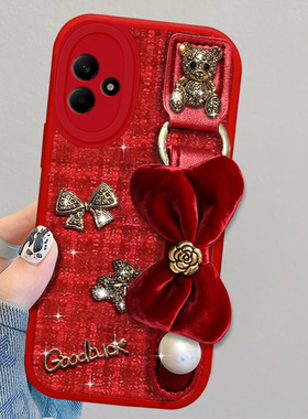 2026布艺小香风适用Redmi红米Note14手机壳红色13R毛绒10X新年款11外壳10A新款3全包11+针织12春节13x本命年