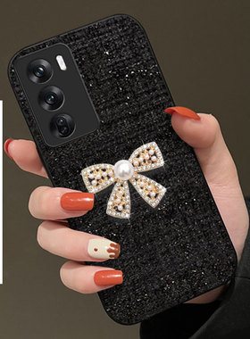 2026高级名媛布艺小香风适用OPPOReno12手机壳毛绒8女款5秋冬K11x新款k5名媛A6max保护套A5全包6防摔K11