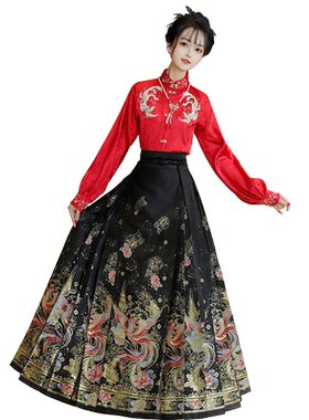 汉服女春秋季款织金仿妆花马面裙